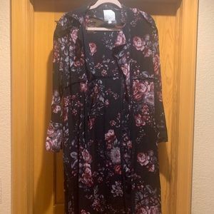 Leith Nordstrom black floral long sheer jacket